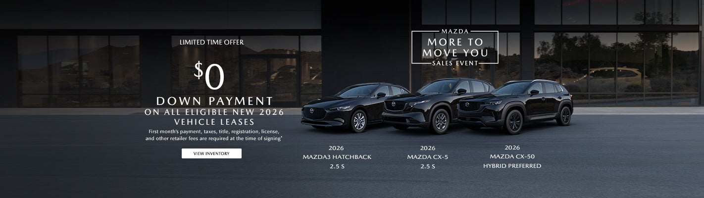 $0 DOWN PAYMENT ON ALL ELIGIBLE NEW 2026 VEHICLE LEASES
